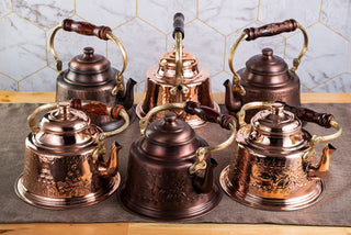 Handmade Engraved Dark Solid Copper Teapot Stovetop, 1.6 Quarts (1.5 Liter)