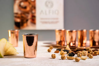 Copper Serving Tray with Copper Cups | Handmade Solid Copper Shot Glasses and Tray Set