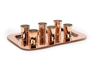 Handmade Solid Copper Shot Glasses and Tray Set for Xmas