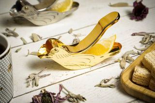 Handcrafted Bird Lemon Slice Squeezer | Handmade Vintage 14k Gold Plated Fruit Slice Juicer 120 x 40 x 30 mm