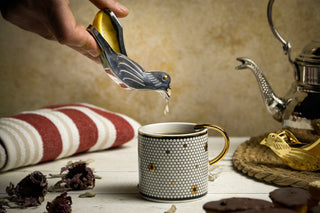 Handmade 14k Gold Plated Bird Lemon Squeezer | Stainless Steel Juicer 120x40x30mm - Limited Edition