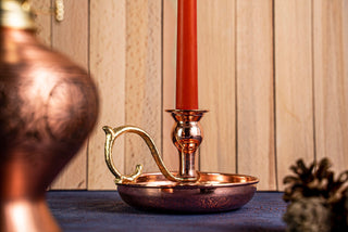 Handcrafted Copper Oil Lamp and Candle Set of 2| Handmade Solid Copper Lantern