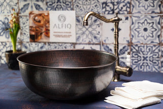 Dark Solid Copper Kitchen Sink Copper Vessel Vanity Bathroom Sink Farmhouse Copper Kitchen Bathroom Sink