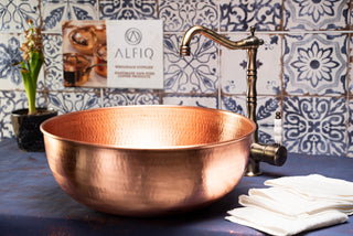 Luxurious Hammered Copper Kitchen Vessel & Drop-in Sink | Single Bowl Solid Copper Washbasin Vanity Vessel *Drain Cap Included*