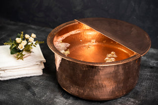 Solid Copper Foot Bath with Removable Footrest | Copper Foot Basin Warming Bowl | Copper Massage Spa Therapy Pedicure Bowl