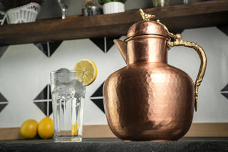 Heavy Solid Copper Pitcher with Lid | Handmade Copper Water Jug