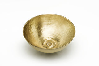 Handmade Solid Brass Bathroom Sink | 16" x "16" x 5" Hammered Unlacquered Oval Brass Sink Vessel *Drain Cap Included*