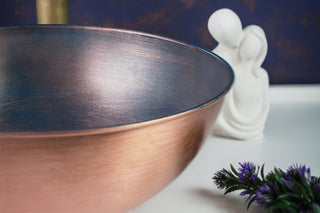 Blue Copper Vanity Bathroom Vessel Sink | Handmade 100% Solid Copper Kitchen Sink Bowl *Drain Cap Included*