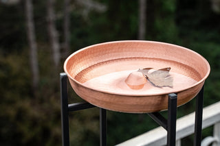 10" Solid Copper Bird Bath Bowl | Hammered 100% Pure Copper Bird Feeder | Copper Yard Art Ornament 10" x 10"