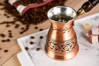 Handmade Copper Coffee Pot with Wooden Handle | Manual Coffee Maker Stovetop Turkish Coffee Maker