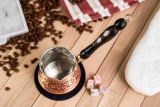 Pure Copper Wooden Handle Turkish Coffee Pot/ Thick Handmade Non Stick Pot Milk Warmer / Original Vintage Coffee Manual Coffee Maker