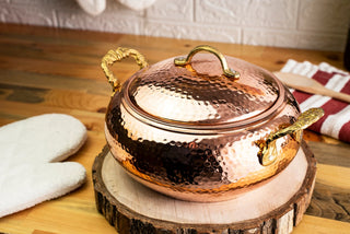 Solid Copper Cooking Pot and Lid (Brass Handle)