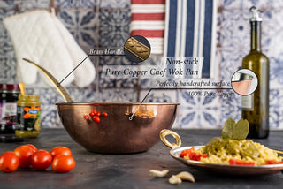 Handmade Copper Wok Pan | Handcrafted Copper Stir-Fry Pan | Copper Wok Skillet 420 mm