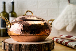 Solid Copper Cooking Pot with Lid | Brass Handle 100% Copper Casserole Heavy Duty | Copper Kitchen Utensils