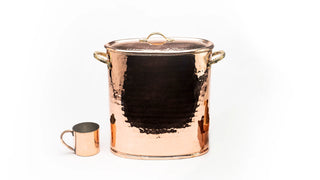 Big Size Copper Storage Box with Lid and Measuring Cup Set of 2 | 14"x10"x6" 5000 ml Copper Rice Spice Jar Pot | 100% Solid Copper Container
