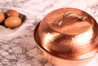 Copper Mixing Bowl with Lid| 12" Diameter Solid Copper Beating Bowl| 5 Quarts Copper Kitchen Utensils