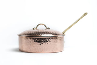 Solid Copper Saucepan with Lid | Handmade Copper Pan Cooking Pot | Handled Turkish Copper Kitchen Utensil Sets