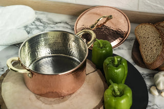 Solid Copper Cookware and Lid Set (Brass Handles) | Handmade Copper Kitchen Utensil