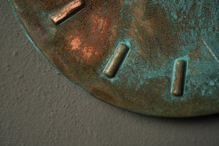 Green Patina Copper Wall Clock | Handmade Copper Wall Decor| 100% Solid Copper Wall Art | 270 mm Diameter