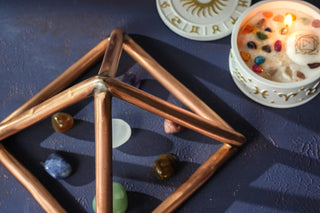Copper Meditation Pyramide | Solid Copper Chackra Opener Pyramide | Handmade Copper Energy Cleaning Set