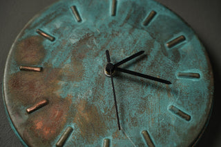 Green Patina Copper Wall Clock | Handmade Copper Wall Decor| 100% Solid Copper Wall Art | 270 mm Diameter